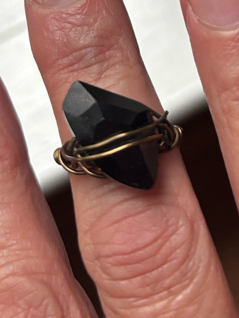 Black Stone Wire Statement Ring